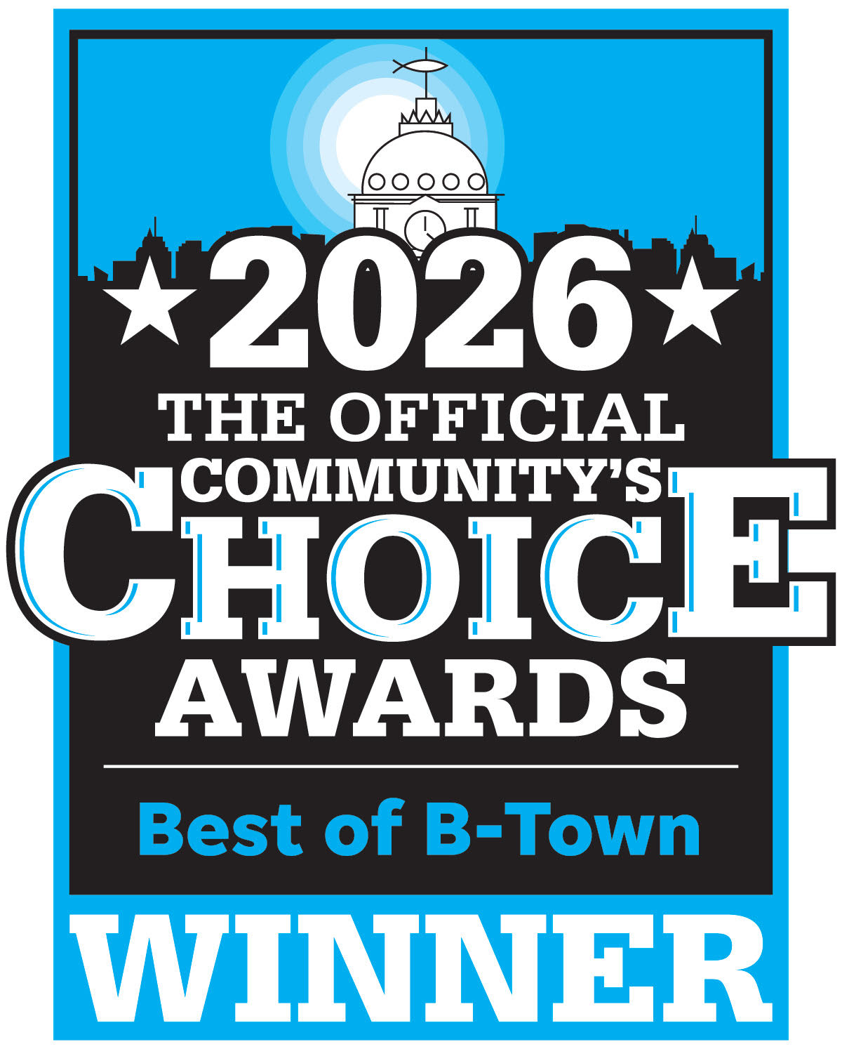 a blue and black sign with white text '2024 Choice Awards Winner'